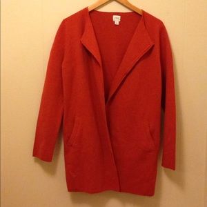 J. Crew orange sweater coat. Size S. cotton.